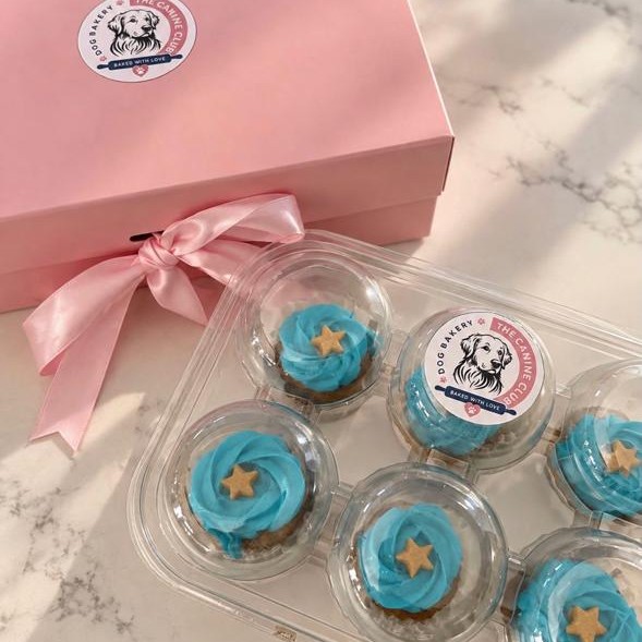 Blue mini pupcakes with biscuit stars