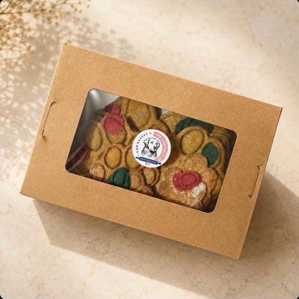 A biscuit box with a window